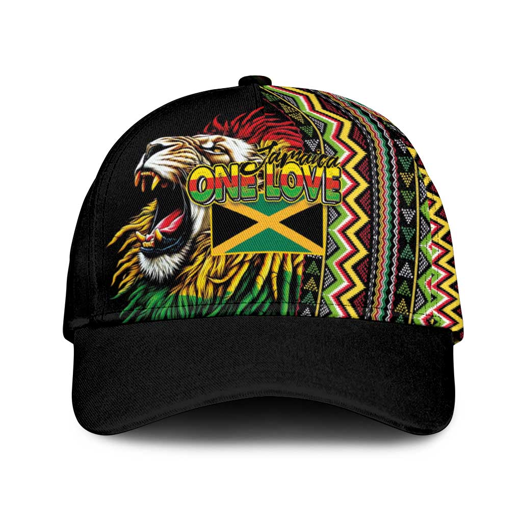 Jamaican Reggae-One Love Classic Cap Tribal African Pattern and Roaring Lion - African Pride
