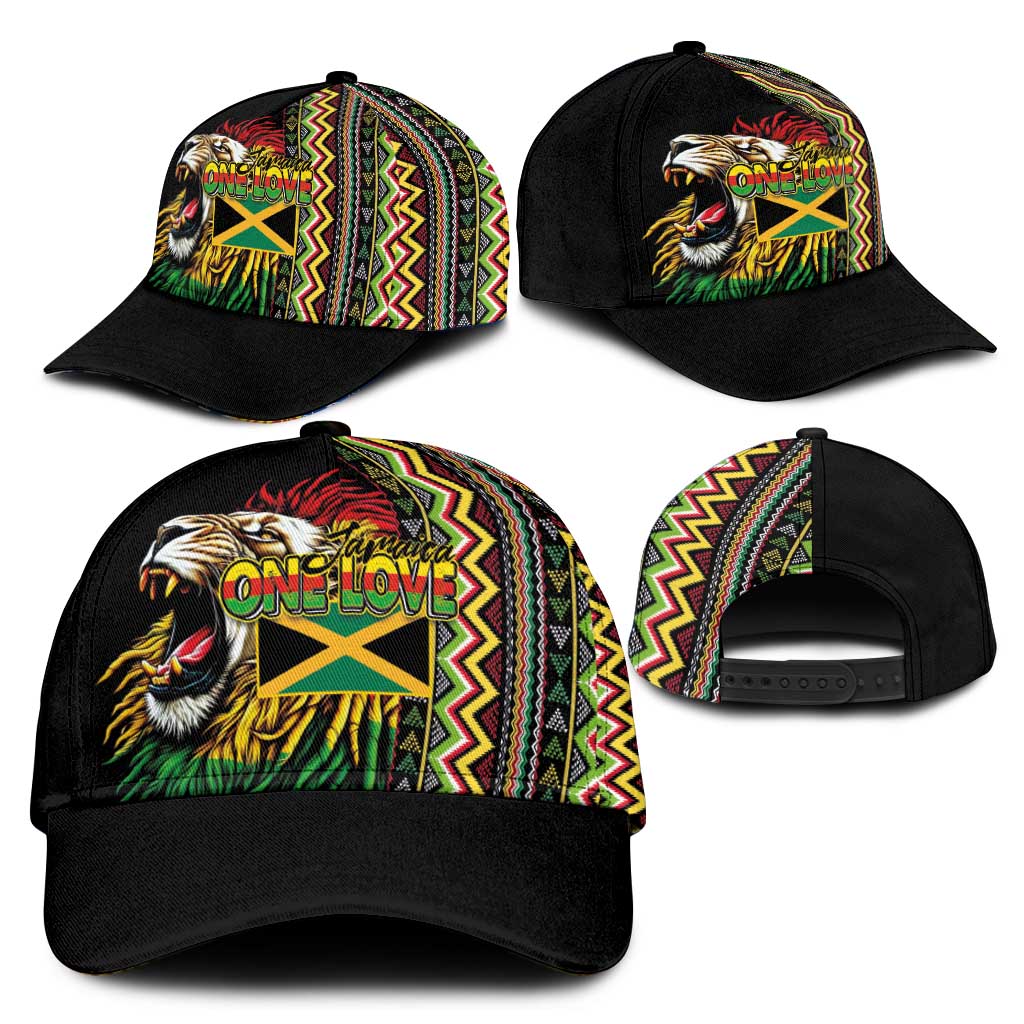 Jamaican Reggae-One Love Classic Cap Tribal African Pattern and Roaring Lion - African Pride