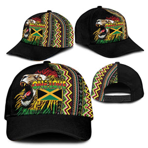 Jamaican Reggae-One Love Classic Cap Tribal African Pattern and Roaring Lion - African Pride