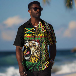 Personalized Jamaican Reggae-One Love Hawaiian Shirt Tribal African Pattern and Roaring Lion LT03