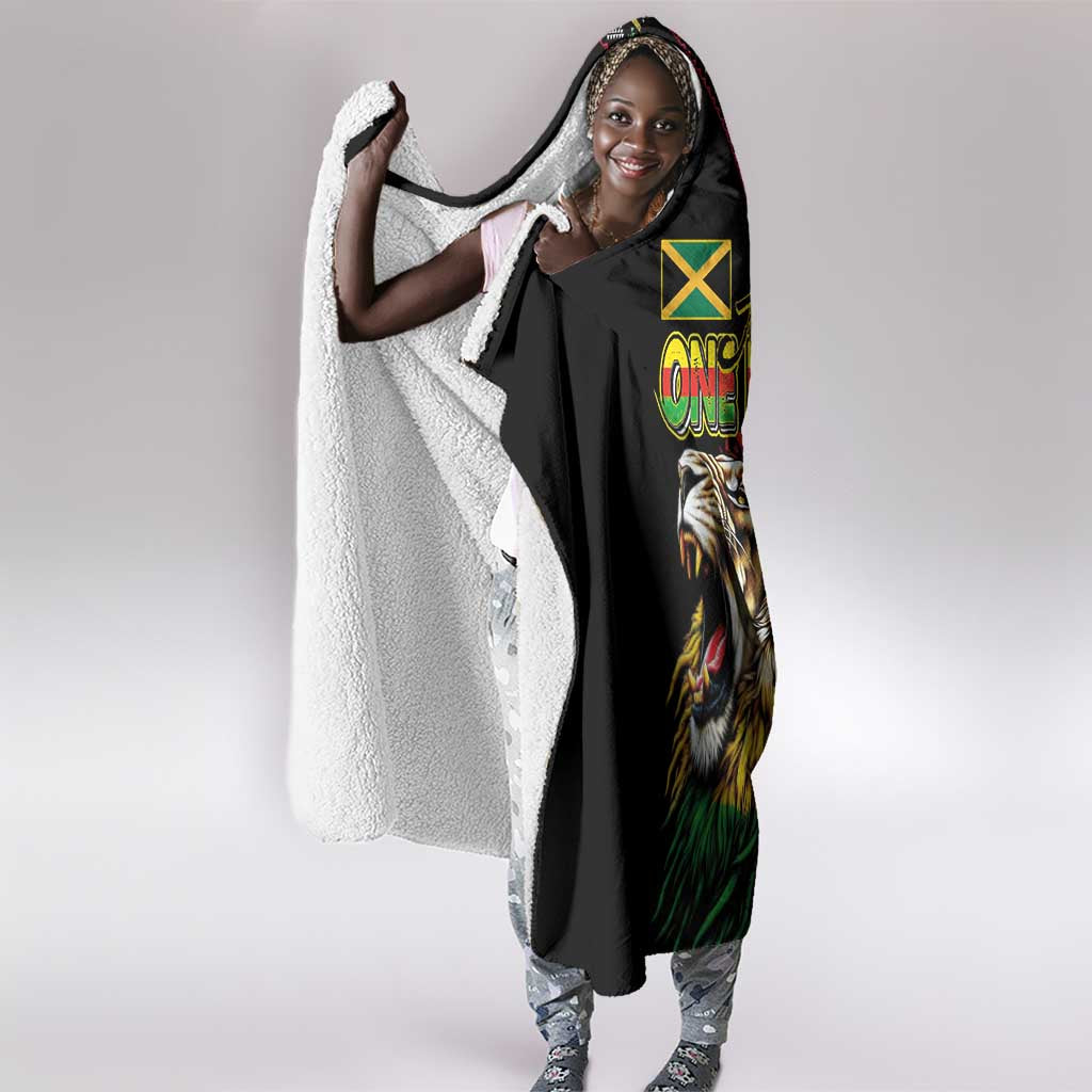 Jamaican Reggae-One Love Hooded Blanket Tribal African Pattern and Roaring Lion - African Pride