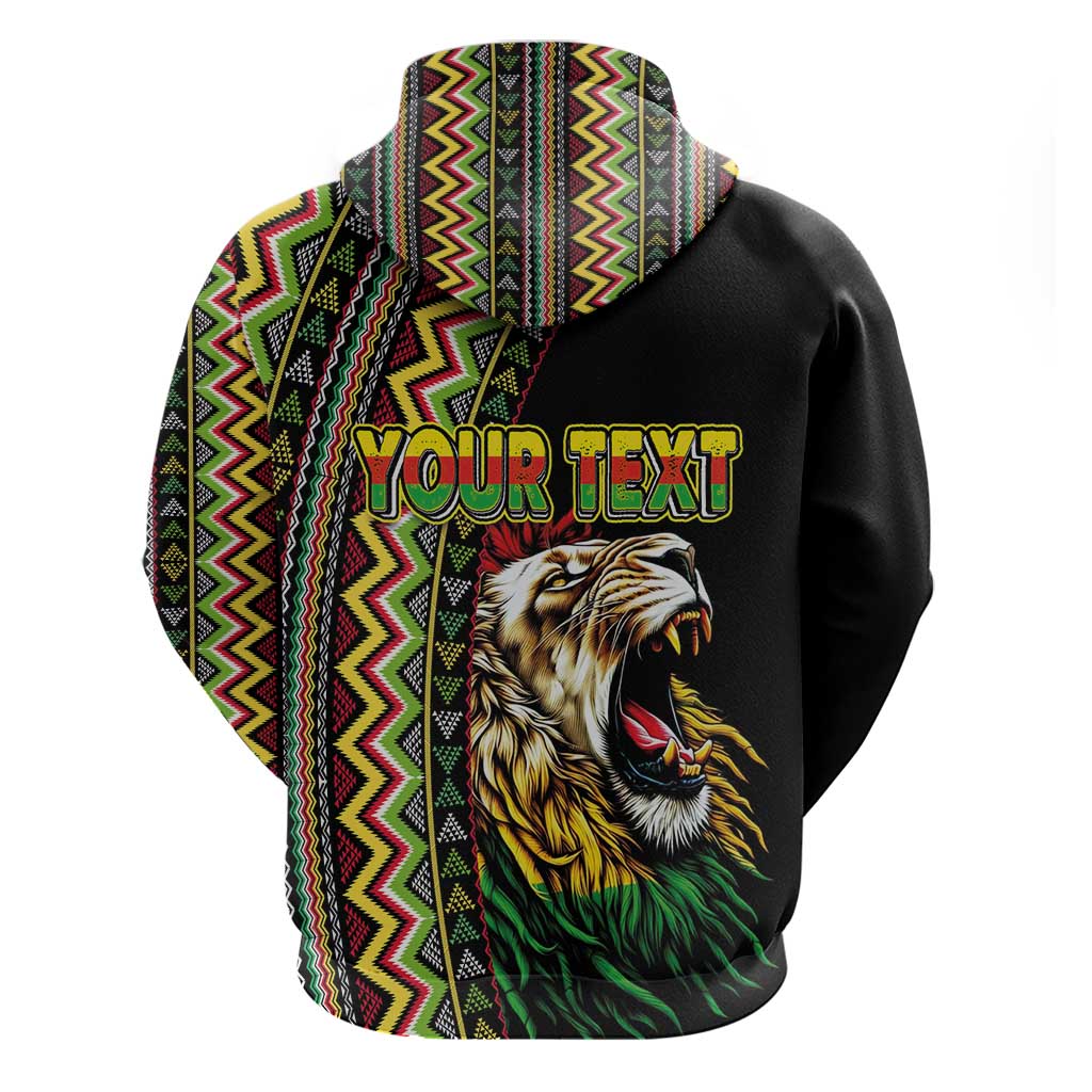 Personalized Jamaican Reggae-One Love Hoodie Tribal African Pattern and Roaring Lion - African Pride