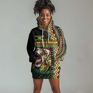 Personalized Jamaican Reggae-One Love Hoodie Dress Tribal African Pattern and Roaring Lion - African Pride