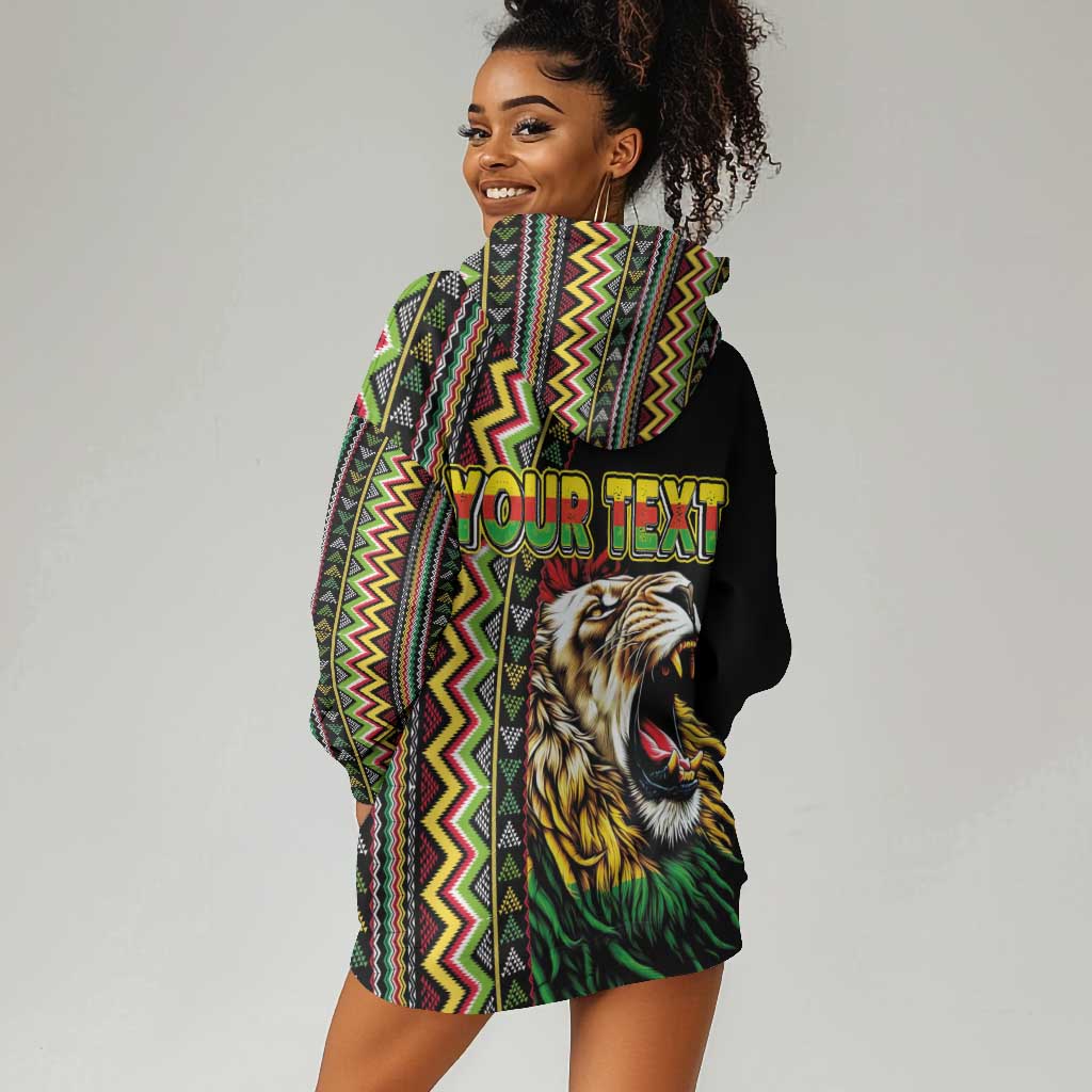 Personalized Jamaican Reggae-One Love Hoodie Dress Tribal African Pattern and Roaring Lion - African Pride