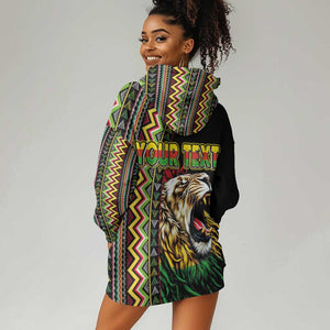 Personalized Jamaican Reggae-One Love Hoodie Dress Tribal African Pattern and Roaring Lion - African Pride