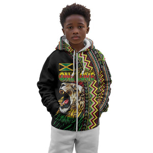 Personalized Jamaican Reggae-One Love Kid Hoodie Tribal African Pattern and Roaring Lion - African Pride