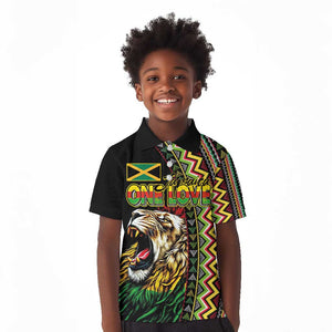 Personalized Jamaican Reggae-One Love Kid Polo Shirt Tribal African Pattern and Roaring Lion LT03