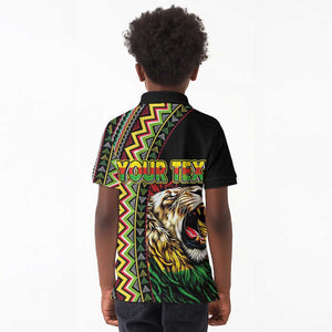 Personalized Jamaican Reggae-One Love Kid Polo Shirt Tribal African Pattern and Roaring Lion LT03