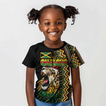 Personalized Jamaican Reggae-One Love Kid T shirt Tribal African Pattern and Roaring Lion LT03