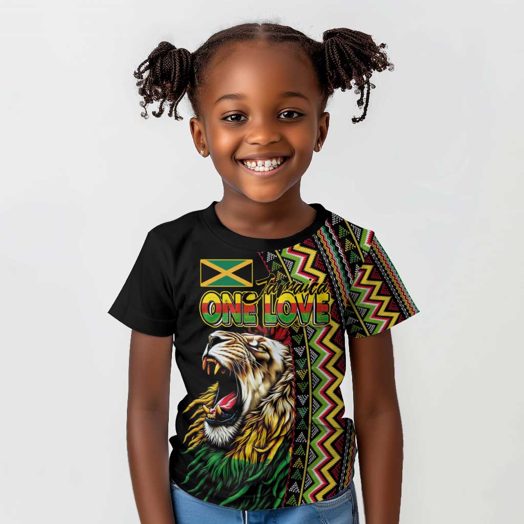 Personalized Jamaican Reggae-One Love Kid T shirt Tribal African Pattern and Roaring Lion LT03