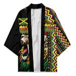 Personalized Jamaican Reggae-One Love Kimono Tribal African Pattern and Roaring Lion - African Pride