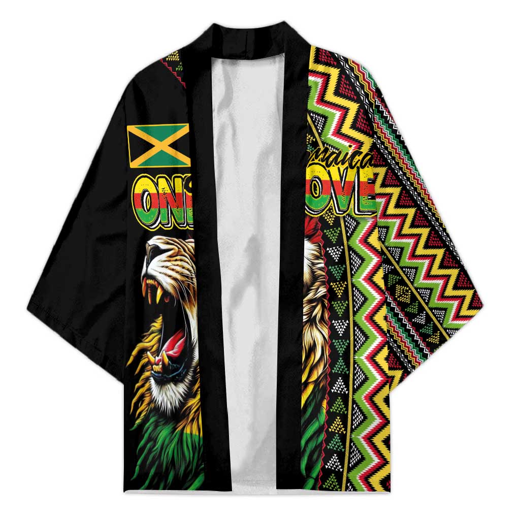 Personalized Jamaican Reggae-One Love Kimono Tribal African Pattern and Roaring Lion - African Pride