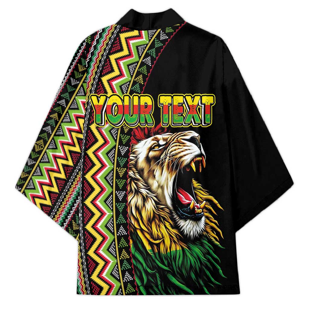Personalized Jamaican Reggae-One Love Kimono Tribal African Pattern and Roaring Lion - African Pride