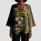 Personalized Jamaican Reggae-One Love Kimono Sleeve Blouse Tribal African Pattern and Roaring Lion - African Pride
