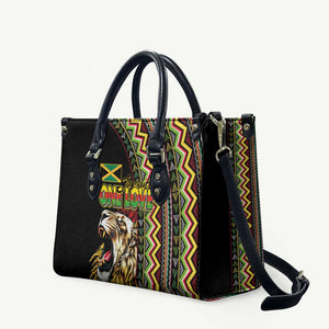 Jamaican Reggae-One Love Leather Bag Tribal African Pattern and Roaring Lion - African Pride
