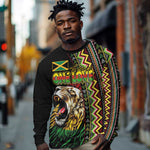 Personalized Jamaican Reggae-One Love Long Sleeve Shirt Tribal African Pattern and Roaring Lion - African Pride