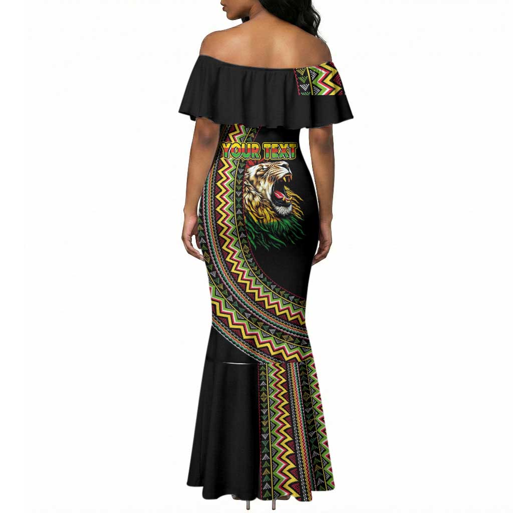 Personalized Jamaican Reggae-One Love Mermaid Dress Tribal African Pattern and Roaring Lion LT03