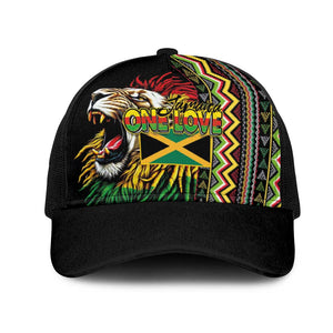 Jamaican Reggae-One Love Mesh Trucker Cap Tribal African Pattern and Roaring Lion - African Pride