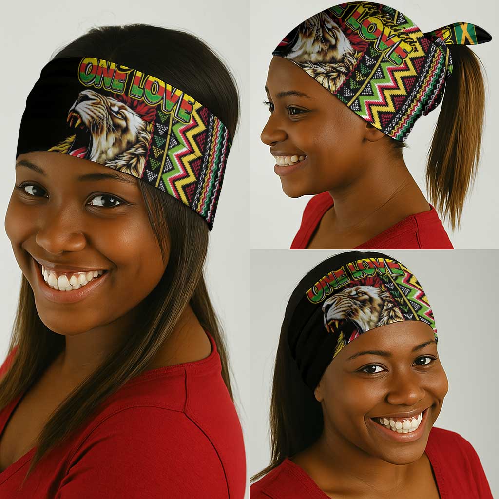 Jamaican Reggae-One Love Neck Gaiter Tribal African Pattern and Roaring Lion - African Pride