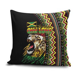 Jamaican Reggae-One Love Pillow Cover Tribal African Pattern and Roaring Lion - African Pride