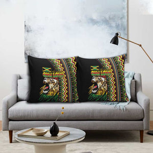 Jamaican Reggae-One Love Pillow Cover Tribal African Pattern and Roaring Lion - African Pride