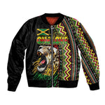 Personalized Jamaican Reggae-One Love Sleeve Zip Bomber Jacket Tribal African Pattern and Roaring Lion - African Pride