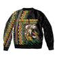 Personalized Jamaican Reggae-One Love Sleeve Zip Bomber Jacket Tribal African Pattern and Roaring Lion - African Pride
