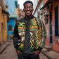 Personalized Jamaican Reggae-One Love Sleeve Zip Bomber Jacket Tribal African Pattern and Roaring Lion - African Pride
