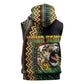 Personalized Jamaican Reggae-One Love Sleeveless Zip Hoodie Tribal African Pattern and Roaring Lion - African Pride