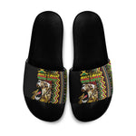 Jamaican Reggae-One Love Slide Sandals Tribal African Pattern and Roaring Lion - African Pride