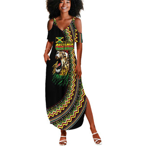 Personalized Jamaican Reggae-One Love Summer Maxi Dress Tribal African Pattern and Roaring Lion LT03