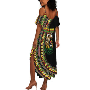 Personalized Jamaican Reggae-One Love Summer Maxi Dress Tribal African Pattern and Roaring Lion LT03