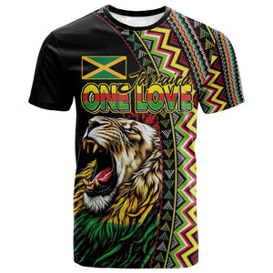 Personalized Jamaican Reggae-One Love T shirt Tribal African Pattern and Roaring Lion LT03