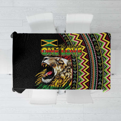 Jamaican Reggae-One Love Tablecloth Tribal African Pattern and Roaring Lion - African Pride