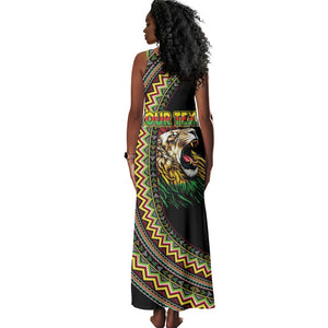 Personalized Jamaican Reggae-One Love Tank Maxi Dress Tribal African Pattern and Roaring Lion - African Pride