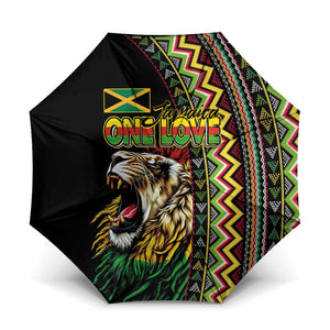 Jamaican Reggae-One Love Umbrella Tribal African Pattern and Roaring Lion - African Pride