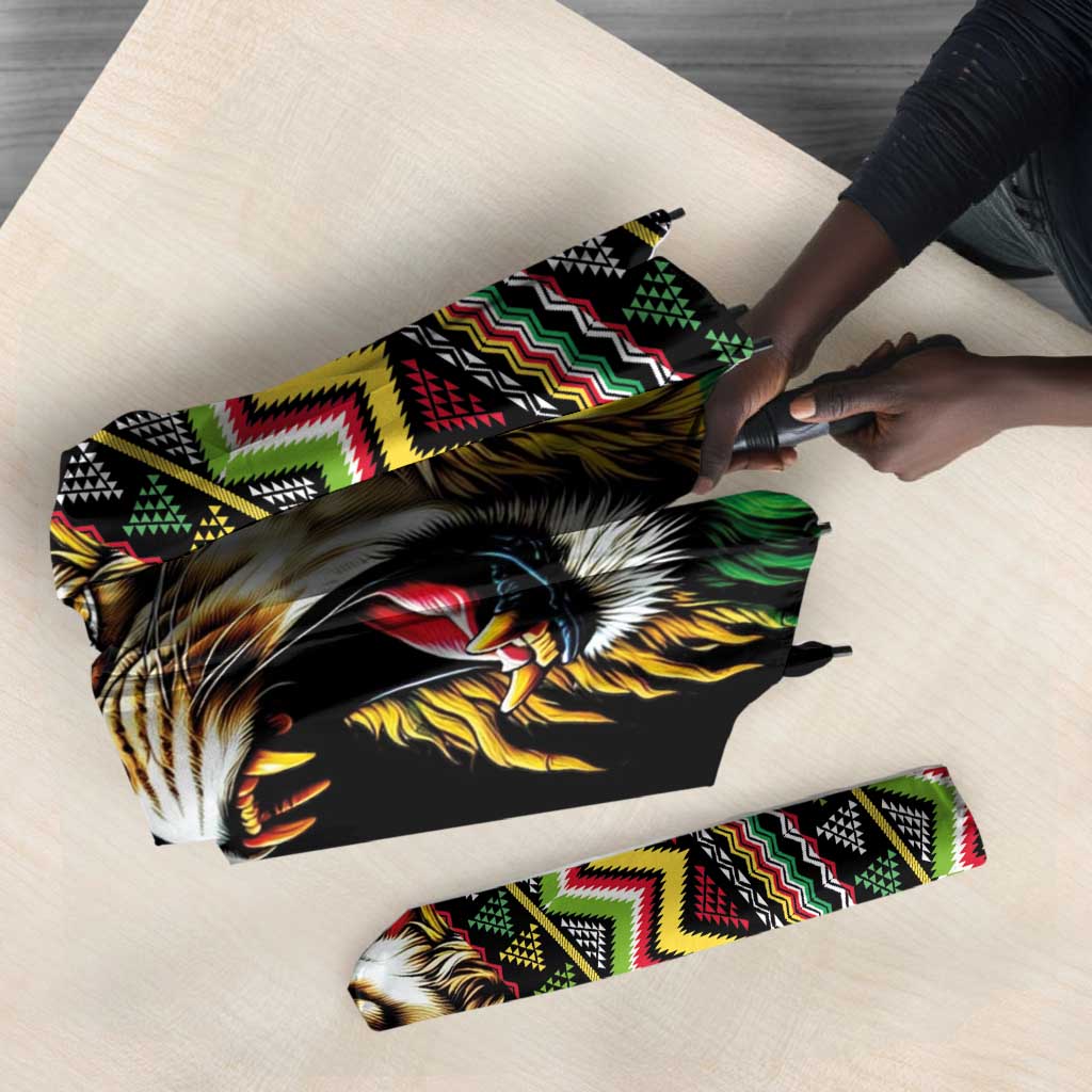 Jamaican Reggae-One Love Umbrella Tribal African Pattern and Roaring Lion - African Pride