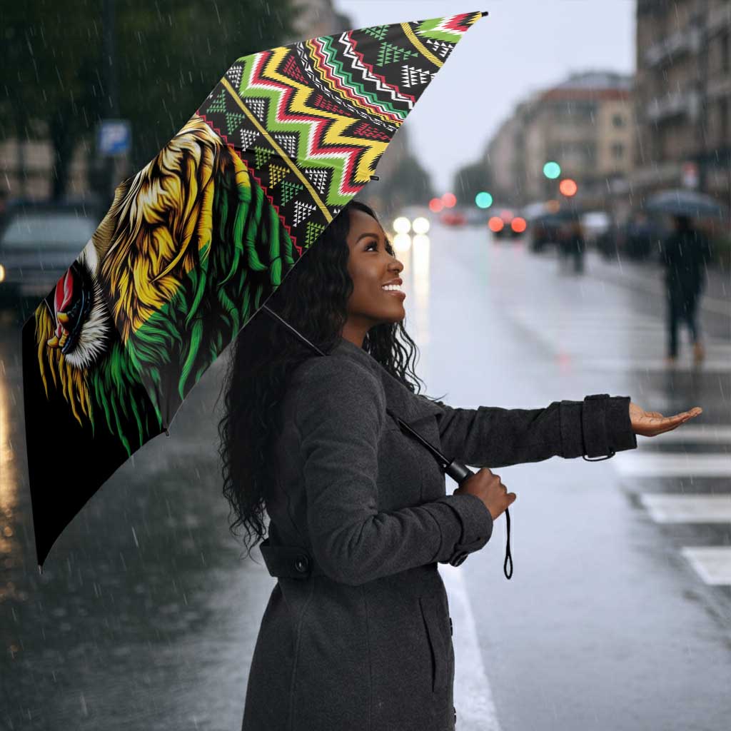 Jamaican Reggae-One Love Umbrella Tribal African Pattern and Roaring Lion - African Pride