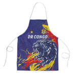 DR Congo Football Leopard Mascot Apron Fierce Leopard Art National Flag Colors