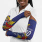 Custom DR Congo Football Leopard Mascot Arm Sleeves Fierce Leopard Art National Flag Colors