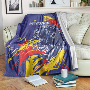 DR Congo Football Leopard Mascot Blanket Fierce Leopard Art National Flag Colors