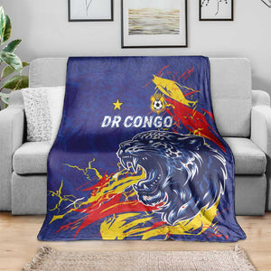 DR Congo Football Leopard Mascot Blanket Fierce Leopard Art National Flag Colors