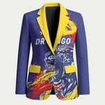 Custom DR Congo Football Leopard Mascot Blazer Fierce Leopard Art National Flag Colors