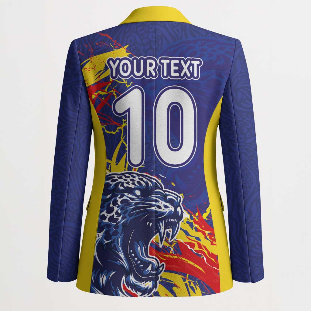 Custom DR Congo Football Leopard Mascot Blazer Fierce Leopard Art National Flag Colors