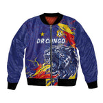 Custom DR Congo Football Leopard Mascot Bomber Jacket Fierce Leopard Art National Flag Colors