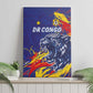 DR Congo Football Leopard Mascot Canvas Wall Art Fierce Leopard Art National Flag Colors