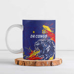 Custom DR Congo Football Leopard Mascot Ceramic Mug Fierce Leopard Art National Flag Colors