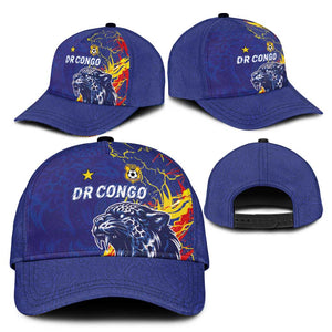 DR Congo Football Leopard Mascot Classic Cap Fierce Leopard Art In National Flag Colors