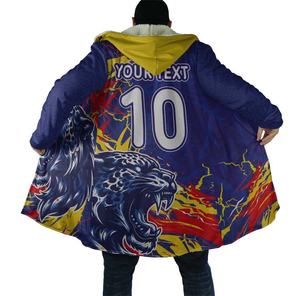 Custom DR Congo Football Leopard Mascot Cloak Fierce Leopard Art National Flag Colors