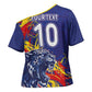 Custom DR Congo Football Leopard Mascot Cross Shoulder Shirt Fierce Leopard Art National Flag Colors